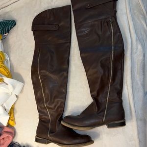 Over the knee leather riding boots